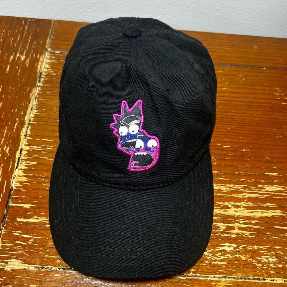 Rick and Morty Baseball Cap Pink Logo Adult Swim Adjustable Black Hat